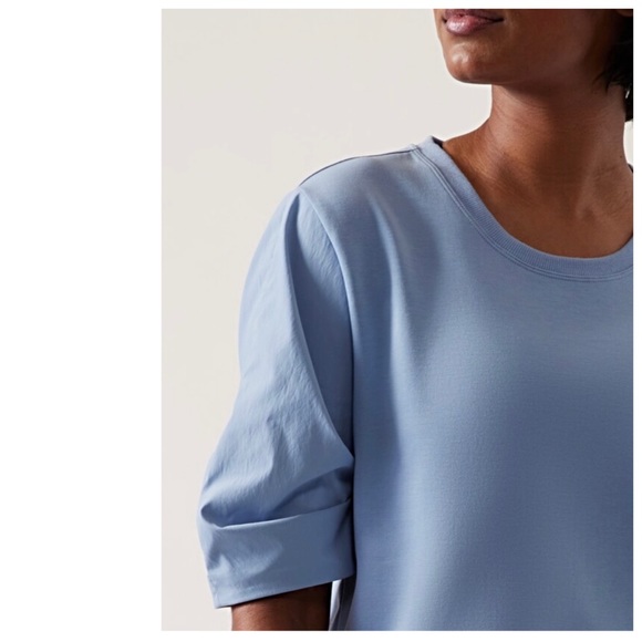 ♥️SALE♥️NWTS-$90 ATHLETA Harlow Hybrid Tee Blue Lightweight Buttery Soft Cotton - Picture 5 of 8